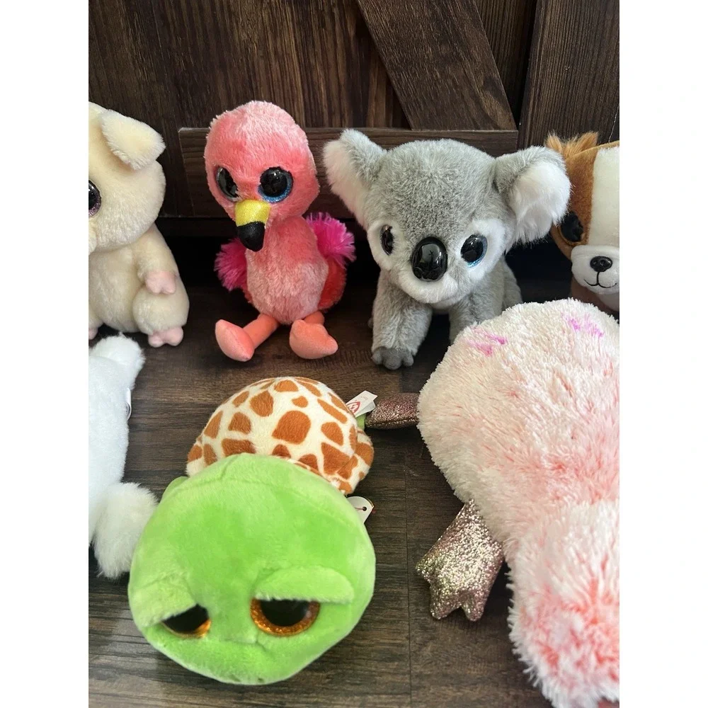 Ty Beanies Boos Lot Of 10 Dogs Pigs Owls Turtle Flamingo Seal‎ Koala 6